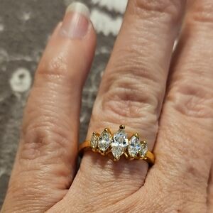 Elegant Gold Ring with Clear Stones